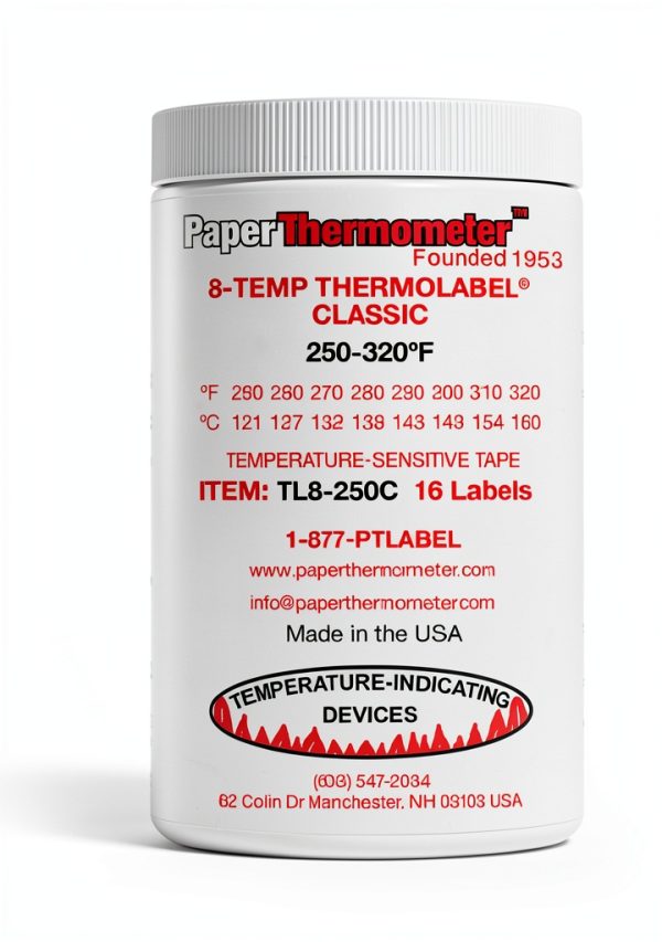 Thermolabel Temperature Indicators White Plastic 250F to-1