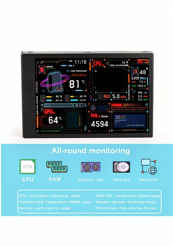 VBESTLIFE Computer Temperature Monitor 3.5 Inch Screen USB C-4