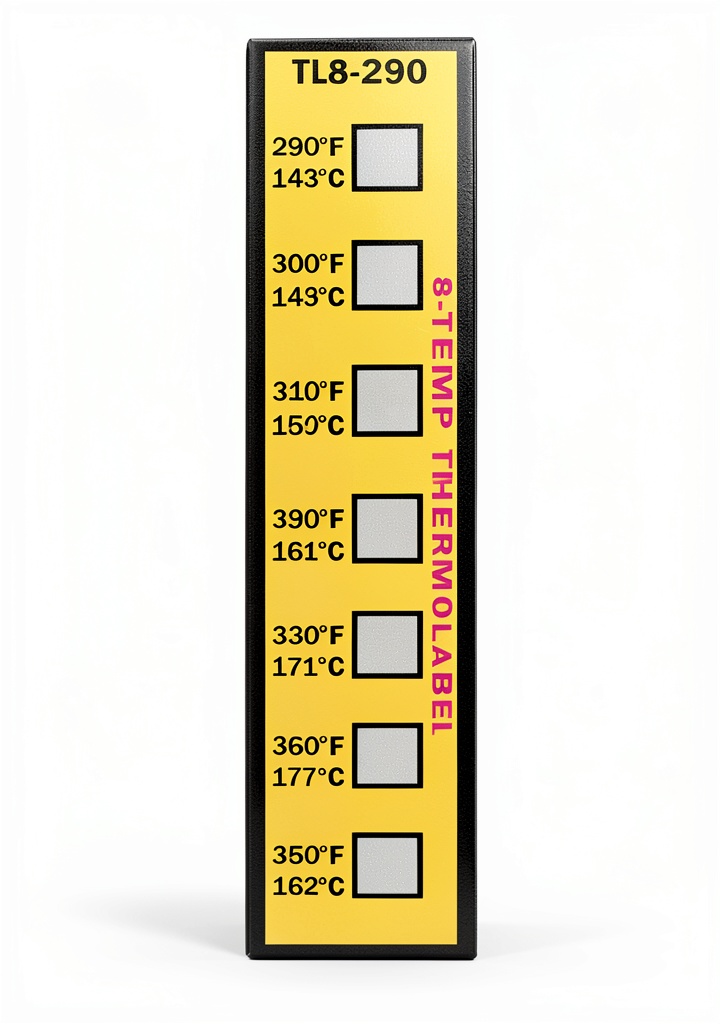 Thermolabel temperature labels on a metal surface