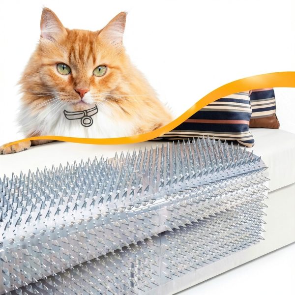 Scat Mat for Cats 16 x 13 Inch, 10 Pack Cat Deterrent Mat Outdoor Indoor, Cat Spikes with 50 Stickers-1