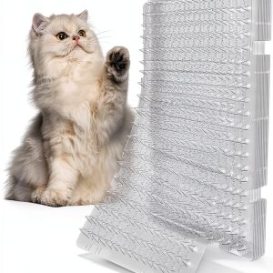 Scat Mat for Cats 16 x 13 Inch, 10 Pack Cat Deterrent Mat Outdoor Indoor, Cat Spikes with 50 Stickers-0