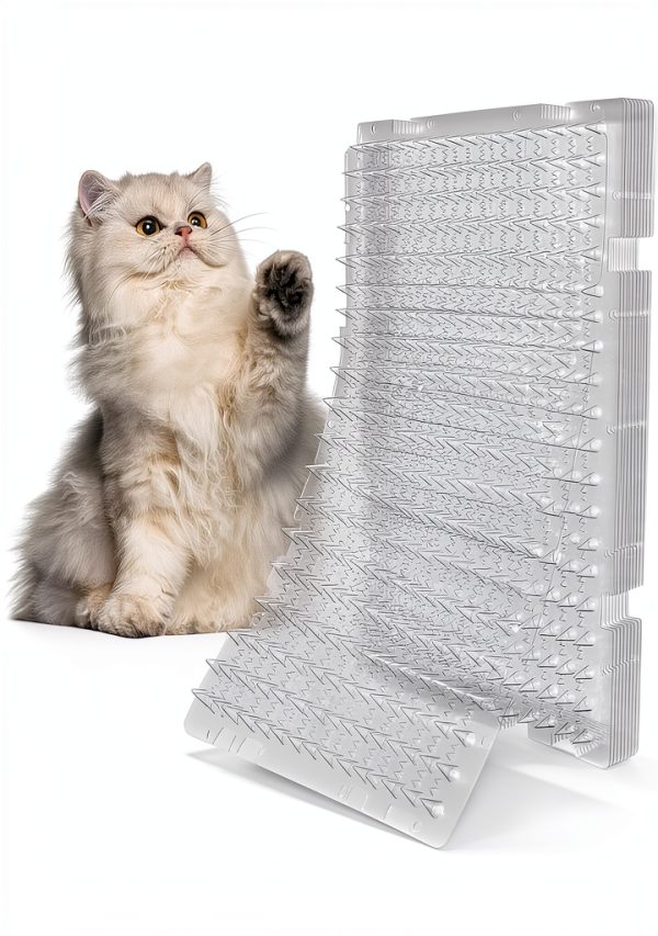 Scat Mat for Cats 16 x 13 Inch, 10 Pack Cat Deterrent Mat Outdoor Indoor, Cat Spikes with 50 Stickers-0
